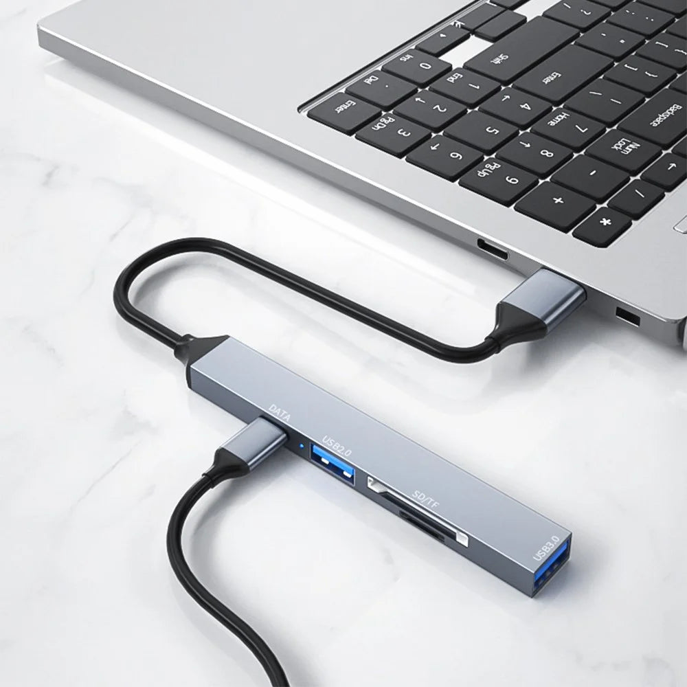 ADS-806A 5-in-1 USB-A to USB3.0 + USB2.0 + Type-C + SD / TF Slot USB Hub Splitter - 5