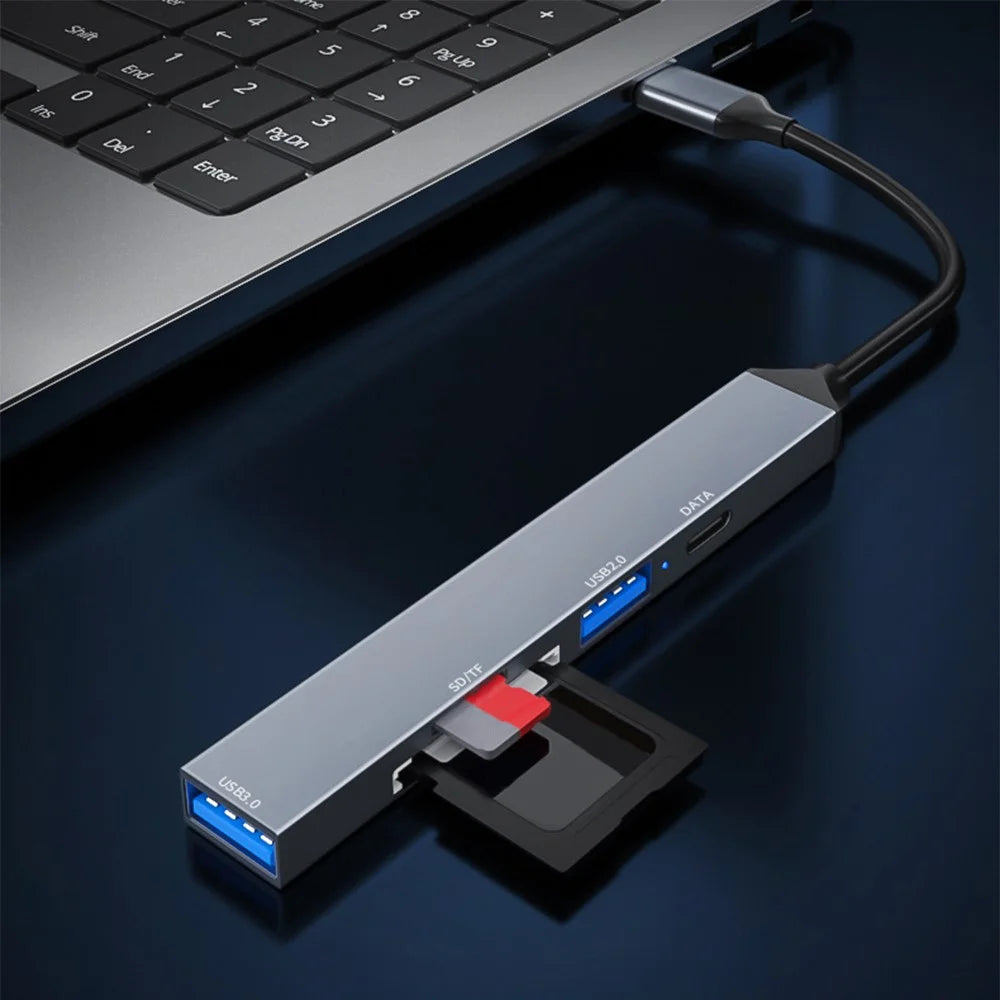 ADS-806C Type-C Hub Expansion Converter to USB-C+USB 2.0+USB 3.0+2 Card Reader Slots - 7