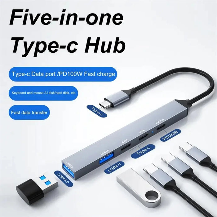 ADS-809 5-Port Type-C Expansion Hub USB 3.0 / 2.0 Converter Support PD 100W Fast Charging - 3
