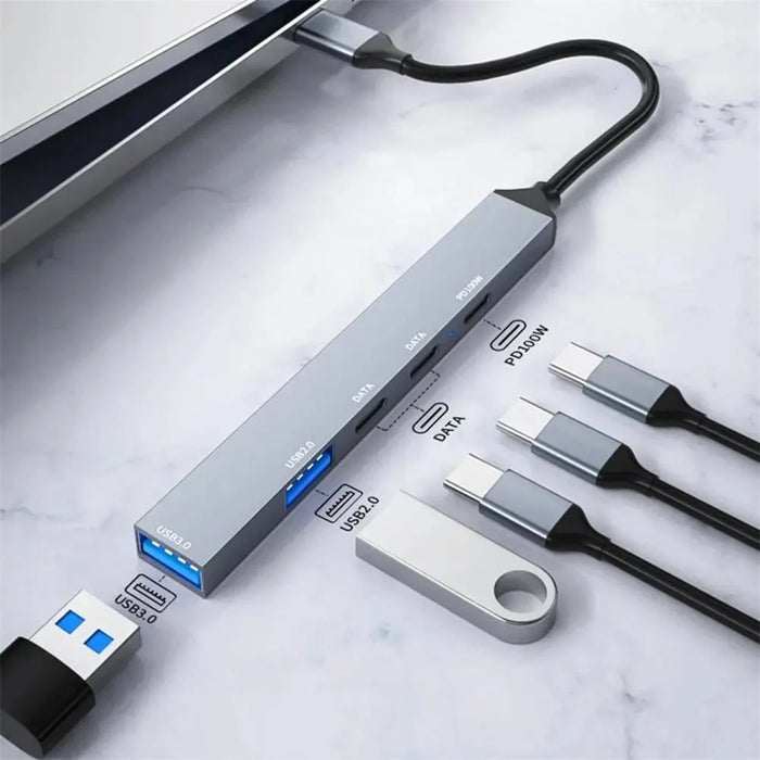ADS-809 5-Port Type-C Expansion Hub USB 3.0 / 2.0 Converter Support PD 100W Fast Charging - 7