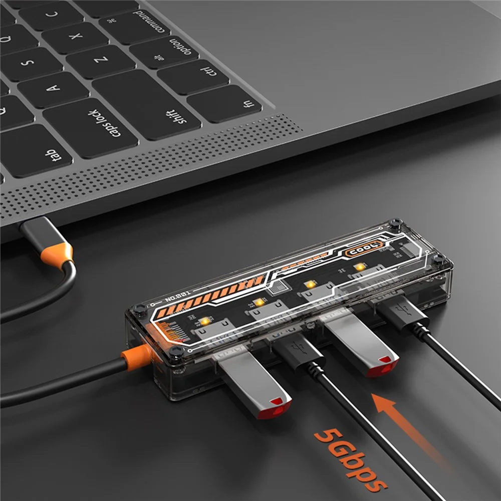 SW4U-A USB Expansion Hub Data Transmission Adapter with 4xUSB 3.0+1xUSB-C - 5