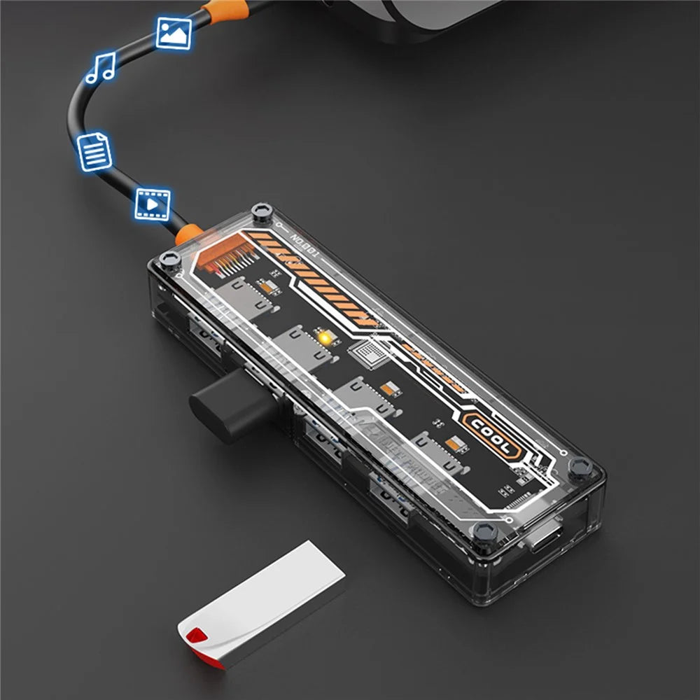 SW4U-A USB Expansion Hub Data Transmission Adapter with 4xUSB 3.0+1xUSB-C - 6