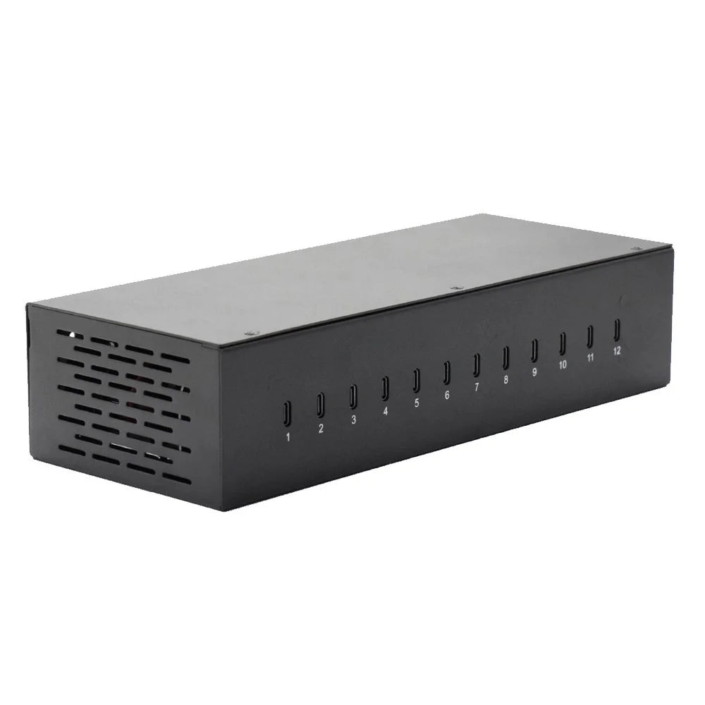 12-Port Type-C Desktop Charger 20W Fast Charging Station for Cellphone / Tablet / Laptop - US Plug - 2