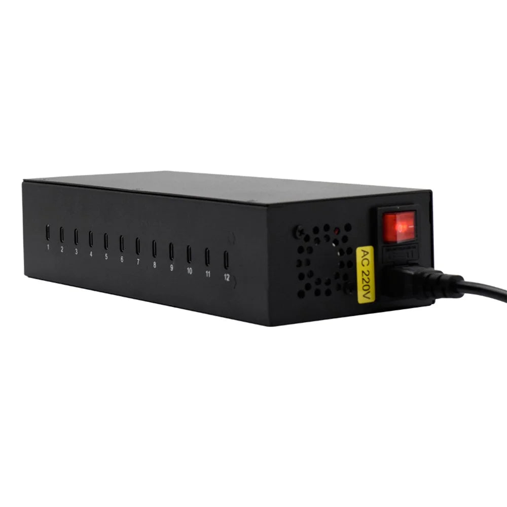 12-Port Type-C Desktop Charger 20W Fast Charging Station for Cellphone / Tablet / Laptop - US Plug - 4