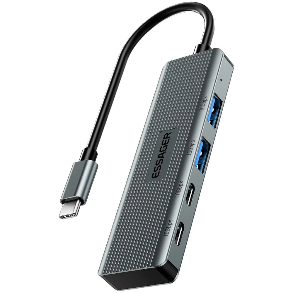 ESSAGER EHB2C2A-HT0G-P Type-C Hub with 2 X USB + 2 USB-C Ports for Laptop Computer - 1