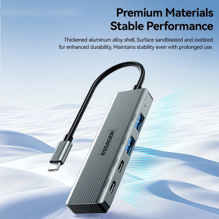 ESSAGER EHB2C2A-HT0G-P Type-C Hub with 2 X USB + 2 USB-C Ports for Laptop Computer - 4