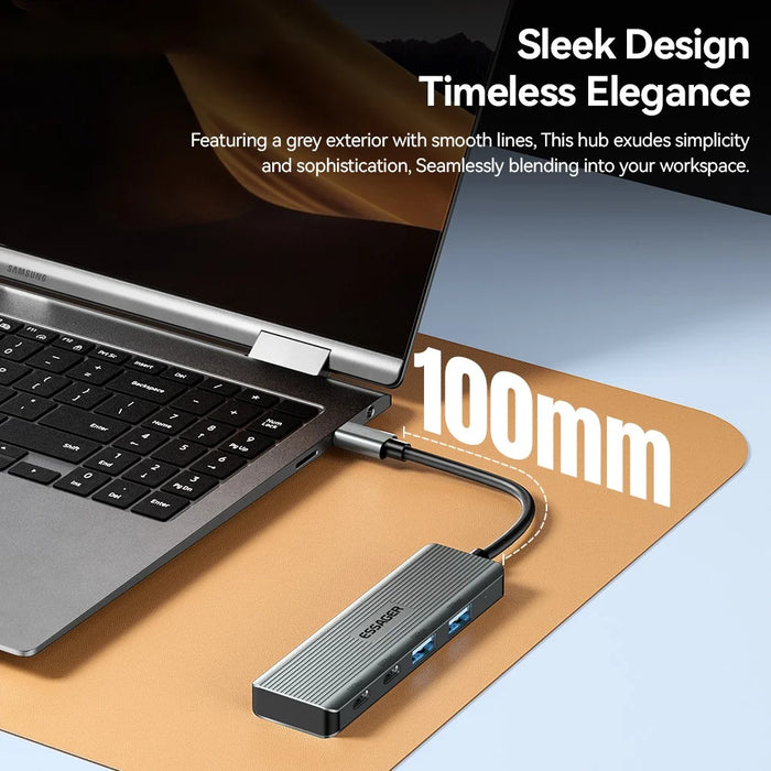 ESSAGER EHB2C2A-HT0G-P Type-C Hub with 2 X USB + 2 USB-C Ports for Laptop Computer - 5