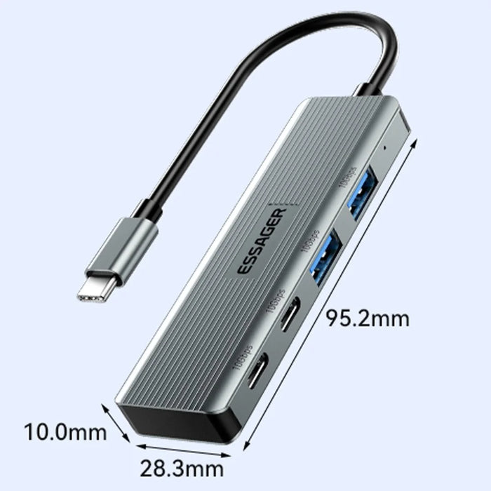 ESSAGER EHB2C2A-HT0G-P Type-C Hub with 2 X USB + 2 USB-C Ports for Laptop Computer - 7