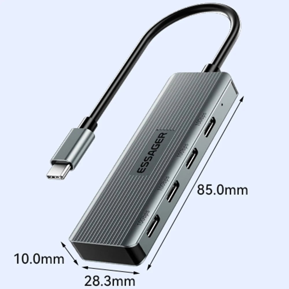 ESSAGER EHB4C-HT0G-P Type-C Hub 10Gbps USB-C Data Transfer Dongle 4-Port Adapter OTG Converter - 3