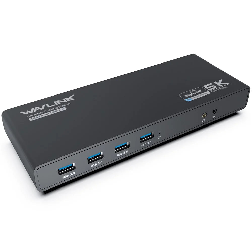 WAVLINK UG69PD6 USB-C Dual 4K Laptop Docking Station 5K / 60Hz HD Displaylink 65 / 100W PD Charging for Windows Mac OS - US Plug - 1