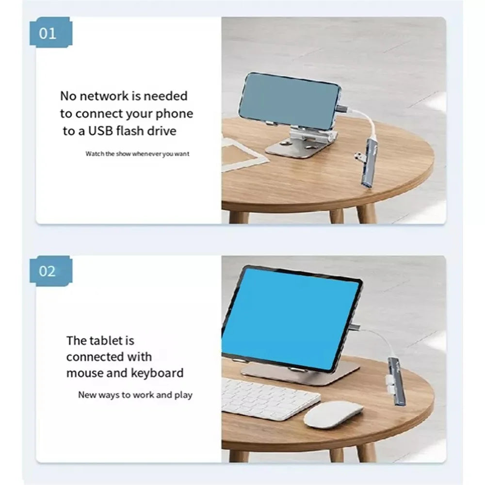 CABLECREATION 3xUSB2.0 + 1xUSB3.0 USB Hub Splitter Computer Laptop Phone Adapter - Type-C Plug - 6