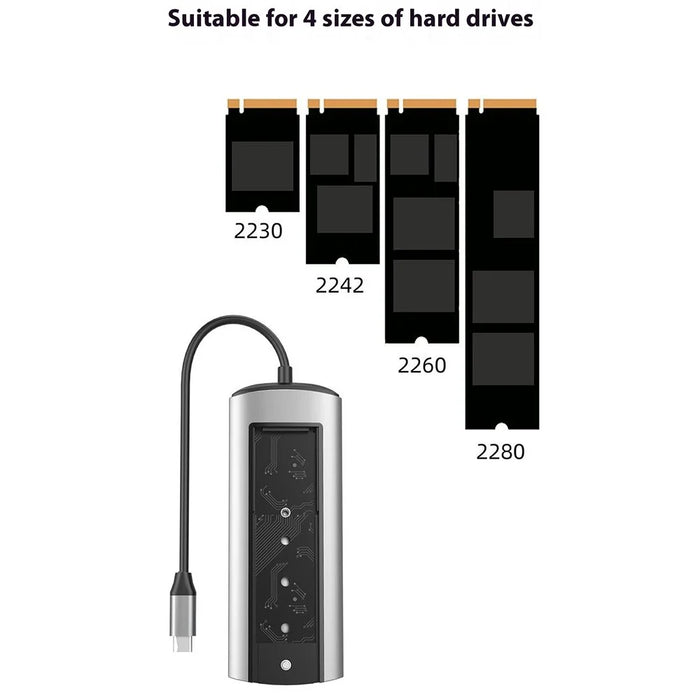 FX-2303 6-in-1 Type-C Hub M.2 SATA SSD Enclosure with 4K HD, 100W PD, 3x USB 3.0 Port - 7