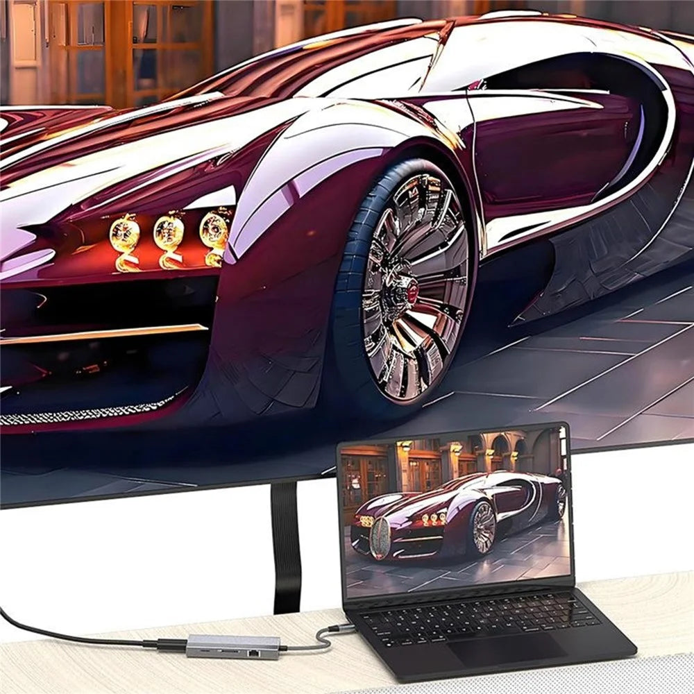 8-in-1 Type-C Hub Aluminum Alloy Docking Station, 4K HD + RJ45 + USB-C + 2 USB 3.0 + TF / SD Card Reader - 3