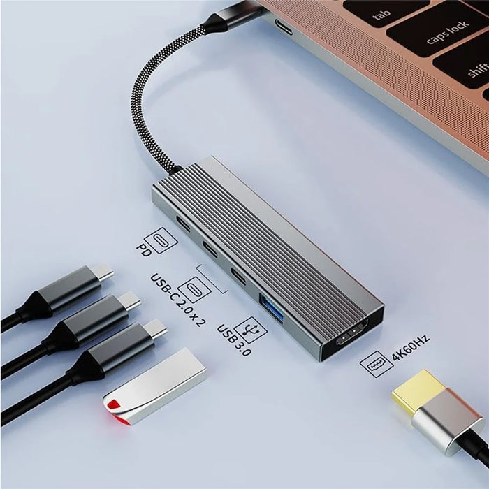 5-in-1 Docking Station Type-C Hub with 4K 60Hz HD + 2x USB-C + USB 3.0 + PD Charging Port - 3