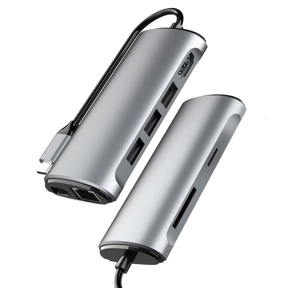 FX-1926B 8 in 1 Type-C Hub Dongle with HD 4K@60Hz / RJ45 Ethernet / 100W Power Delivery / SD / TF Card Reader - 3