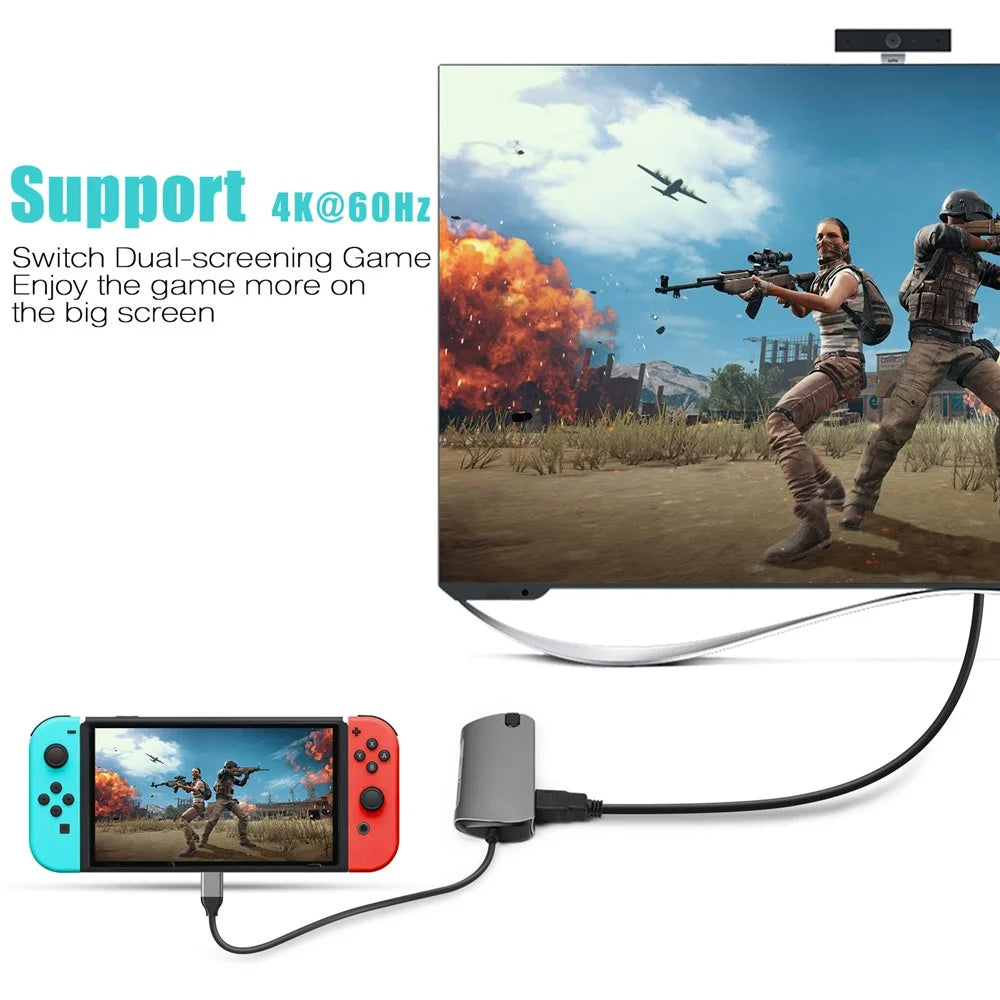 FX-1916 Type-C HUB 8 in 1 USB-C Adapter with 4K@60Hz HD / 100W PD USB C Port / USB 3.0 / RJ45 Ethernet / SD / TF Card Reader Docking Station - 5