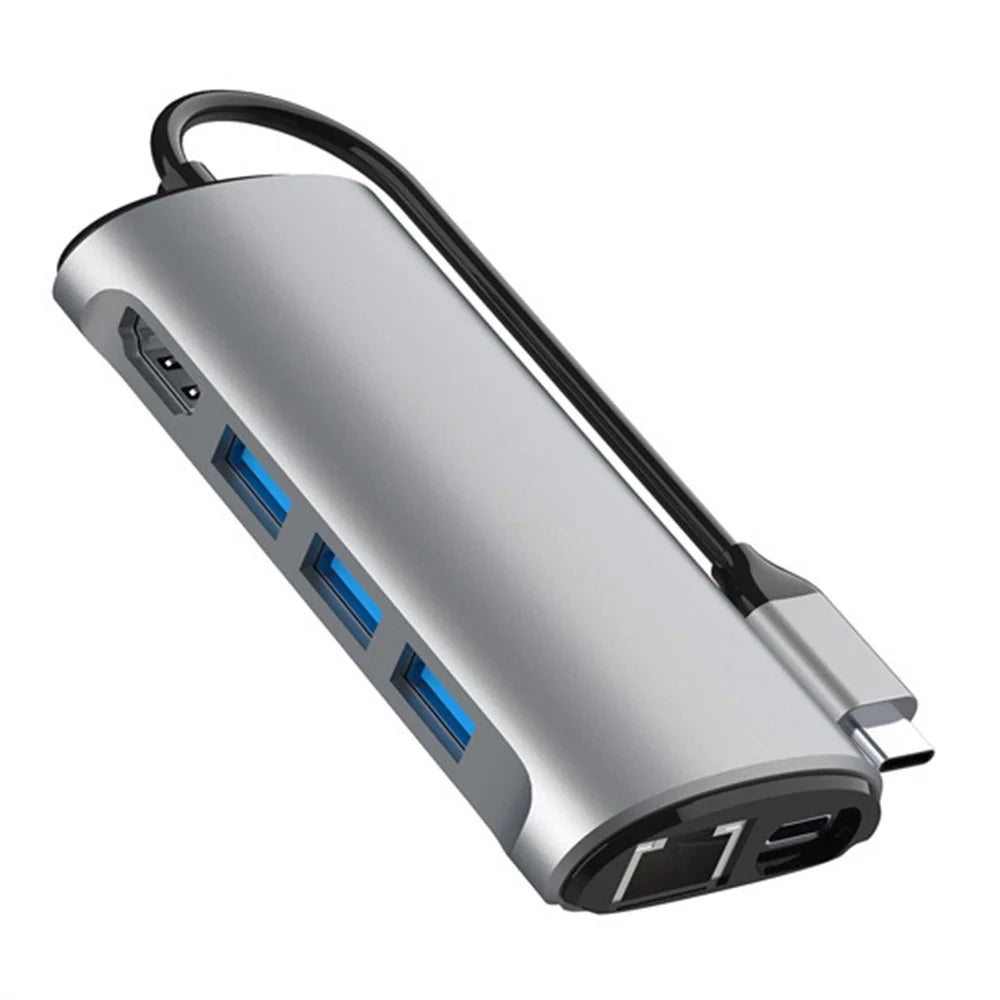 FX-1926 8-in-1 Type-C Hub with 4K HD, Gigabit Ethernet, 3x USB 3.0 Ports, SD / TF Card Reader - 1