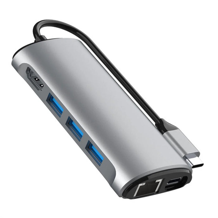 FX-1926 8-in-1 Type-C Hub with 4K HD, Gigabit Ethernet, 3x USB 3.0 Ports, SD / TF Card Reader - 1