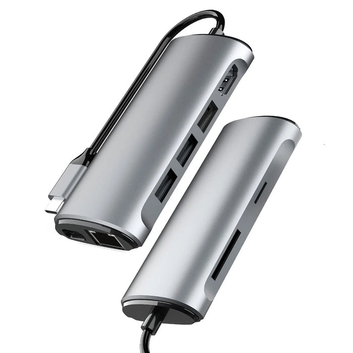 FX-1926 8-in-1 Type-C Hub with 4K HD, Gigabit Ethernet, 3x USB 3.0 Ports, SD / TF Card Reader - 7