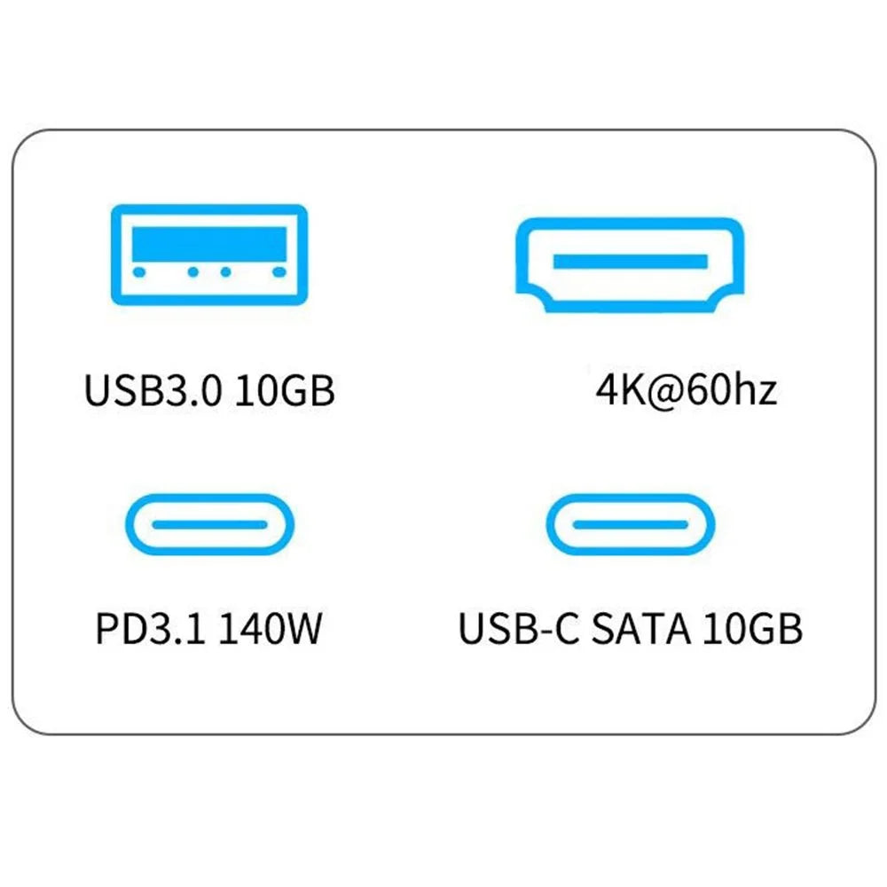 FX-2310C 5-in-1 Data Transfer Type-C Hub with 4K 60Hz HD, USB-A / USB-C and PD 140W Charging Port - 7