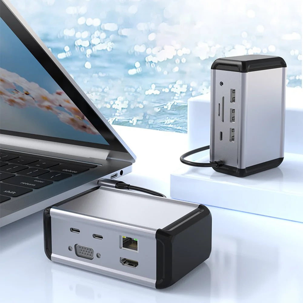FX-2046H 12-in-1 Type-C Hub with 4K HD, 100W PD, RJ45, USB 3.0 / 2.0 and SD / TF Card Reader - 4