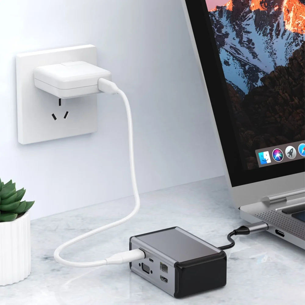FX-2046H 12-in-1 Type-C Hub with 4K HD, 100W PD, RJ45, USB 3.0 / 2.0 and SD / TF Card Reader - 7