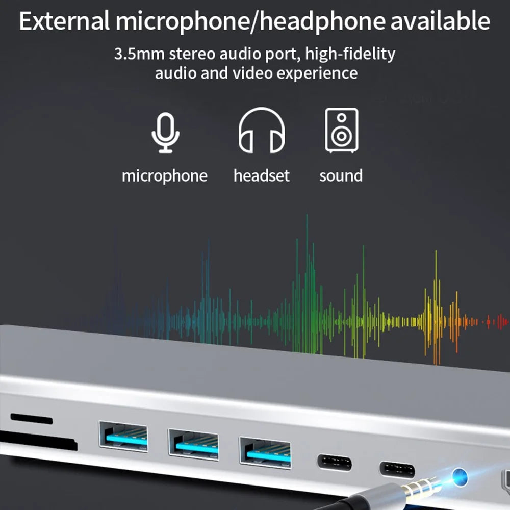 FX-2020 14-in-1 Type-C Hub Multi-Function Docking Station with 4K UHD, USB-C, VGA, SD / TF Reader - 6