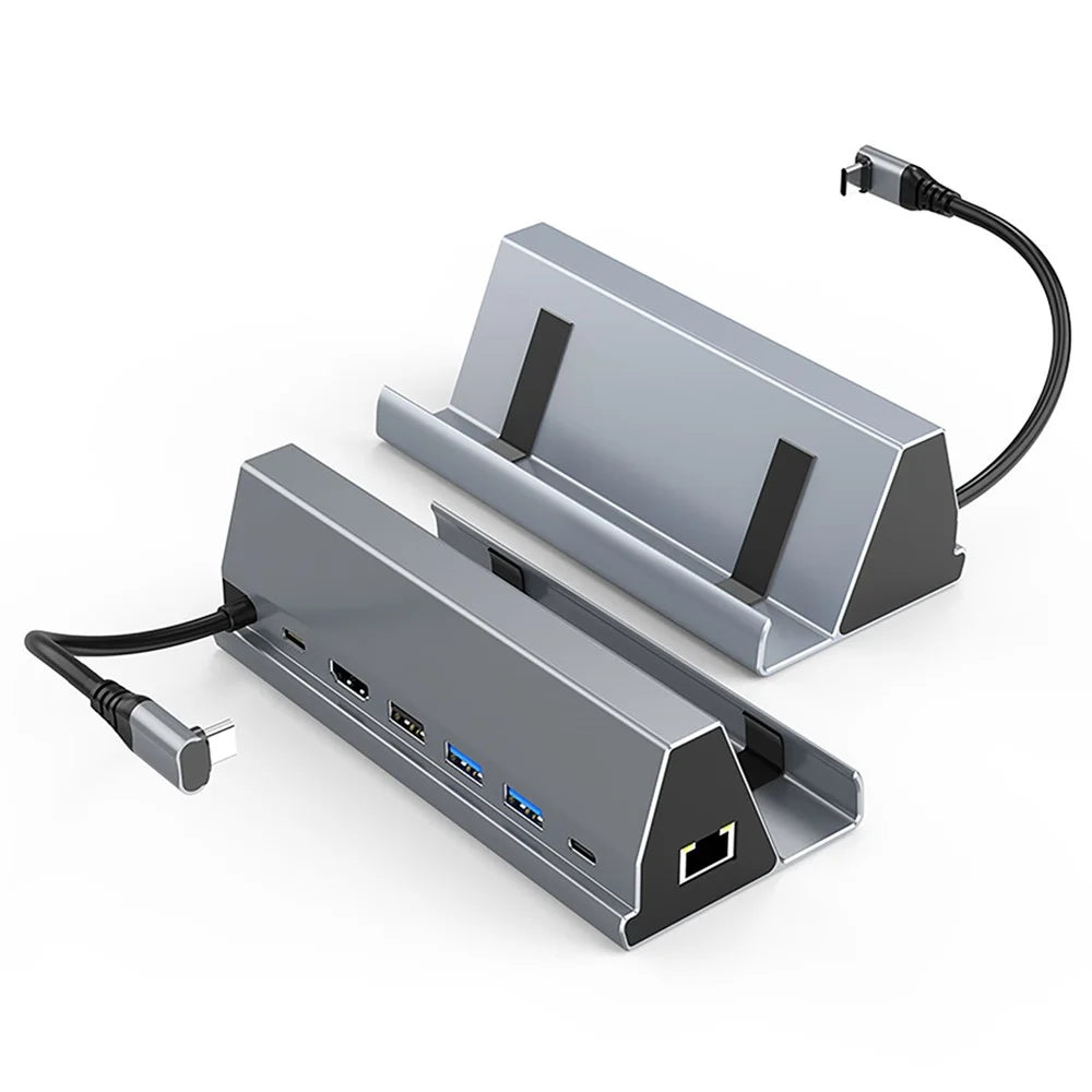 FX-2221 For Steam Deck 7-in-1 Dock Station Game Console Stand USB Hub RJ45 + HD + 2xUSB3.0 + USB2.0 + Type-C Data + Type-C PD Adapter - 1