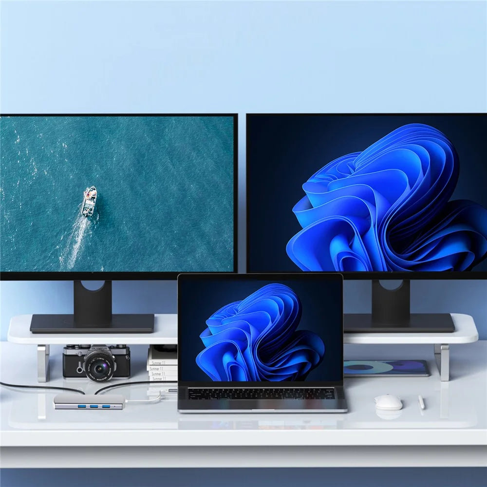 9-in-1 USB Hub Type-C to USB-C + 3xUSB3.0 + SD / TF Card Slot + 2xHD + VGA Adapter Docking Station - 7