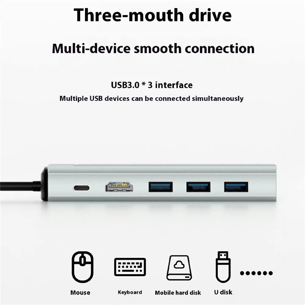 FX-2303A 6-in-1 USB Hub Type-C to 3xUSB3.0 + HD + USB-C PD + Hard Disk Enclosure Docking Station, SATA+NVME Dual Protocol - 4