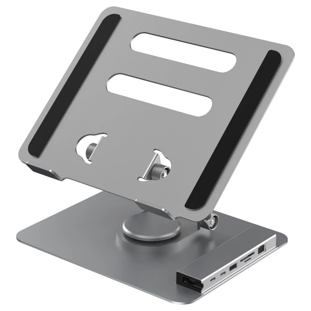 FX-2238 Foldable Laptop Stand with Docking Station, 4K HD + USB-A + USB-C + RJ45 + SD / TF Reader - 1