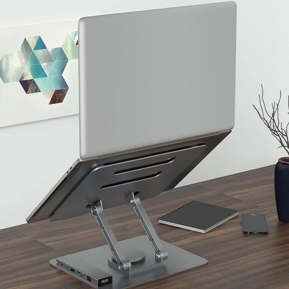FX-2238 Foldable Laptop Stand with Docking Station, 4K HD + USB-A + USB-C + RJ45 + SD / TF Reader - 2