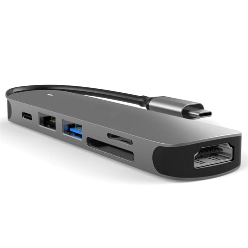 FX-1806 6-in-1 Type-C Hub Multiport Adapter with 4K HD, USB 3.0 and SD / TF Card Reader - 1