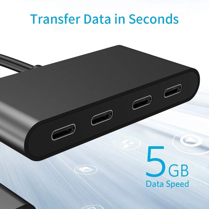 FX-1812B 4-in-1 Type-C Hub 5Gbps Data Transfer Portable 4-port USB-C 3.0 Splitter - 3
