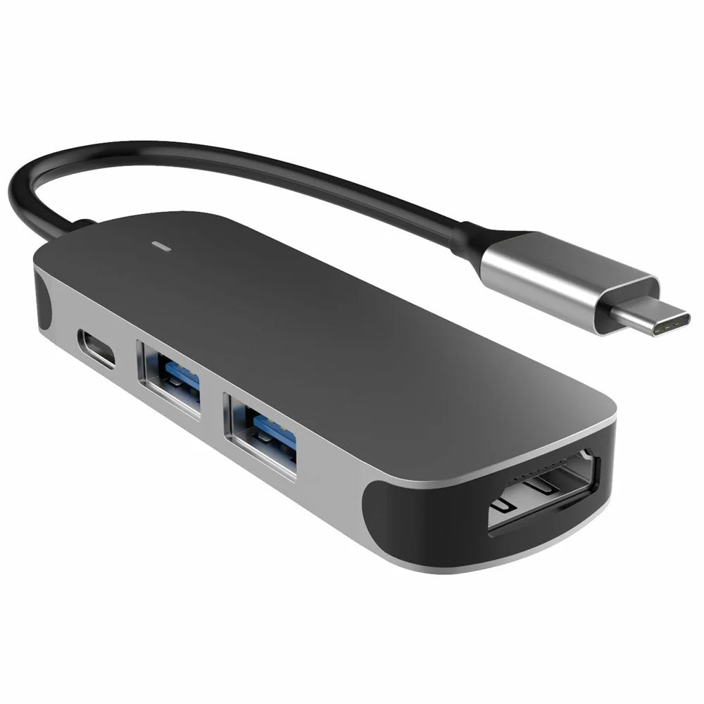 FX-1804H 4-in-1 Aluminum Alloy Type-C Hub with 2x USB-A, HD 4K and PD Charging USB-C - 1