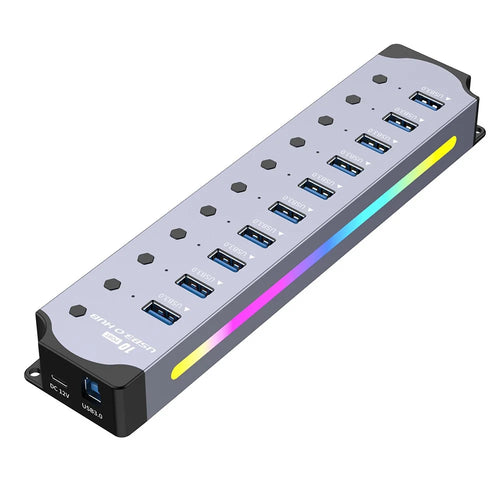 YX-H3010 10 Port USB 3.0 Hub Splitter with Independent Switches 5Gbps Data Transfer for PC  /  Smart TV - 1