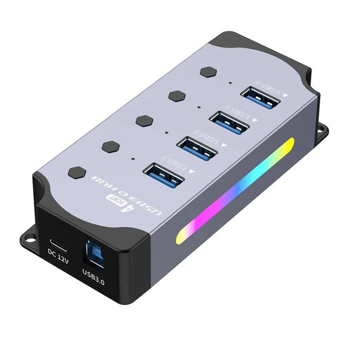 YX-H304 4 Port USB 3.0 Hub Splitter with Independent Switches and Light for PC  /  Smart TV - 1