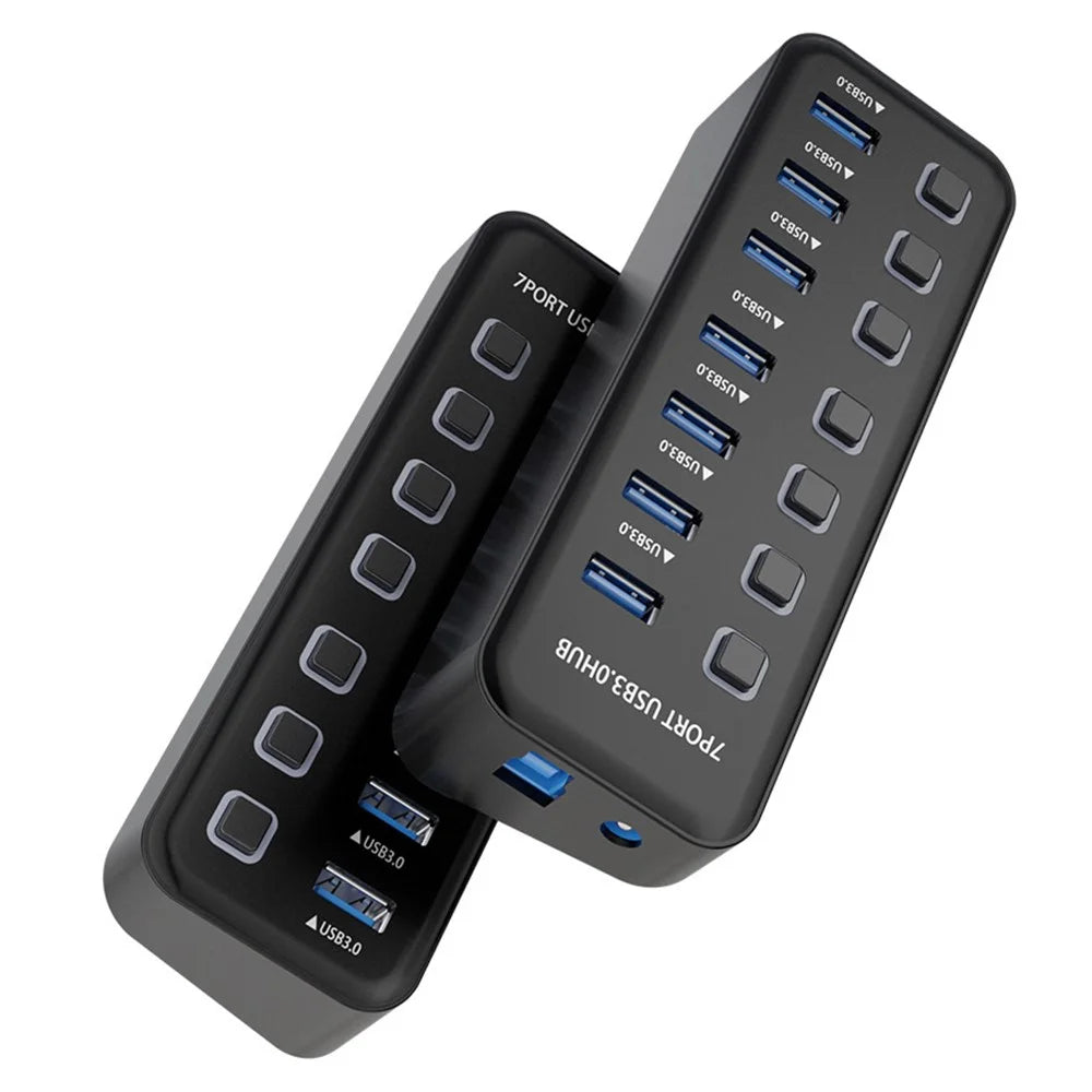 U307 7-Port USB 3.0 Hub Splitter without LED Lights with Individual On / Off Switches for PC  /  Smart TV - 1