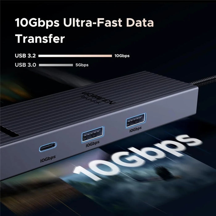 UGREEN 45364 6-in-1 USB-C Hub Gigabit Ethernet 4K 60Hz HD 100W PD Charging 10Gbps Data Transfer Adapter - 5