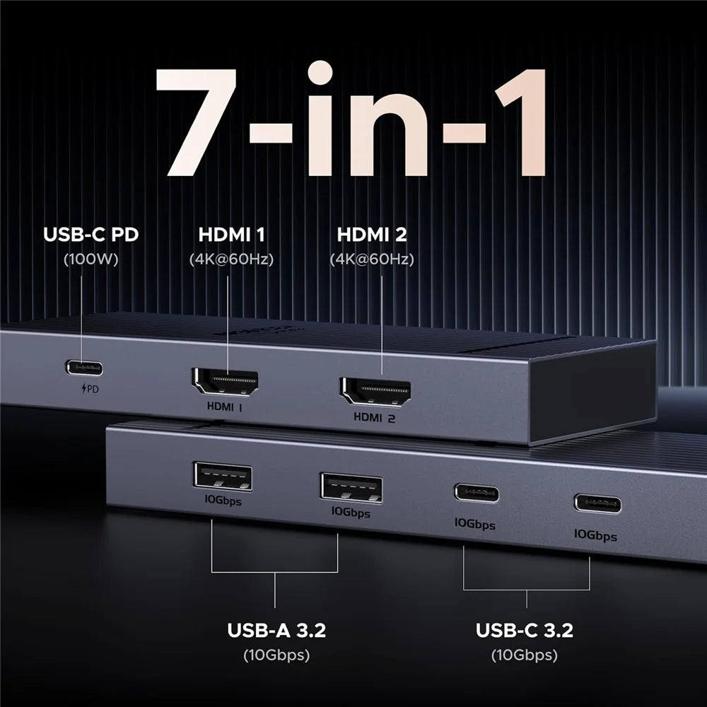 UGREEN 45365 USB-C 7-in-1 Hub 10Gbps 4K 60Hz HD USB3.2 PD 100W Laptop Docking Station - 2