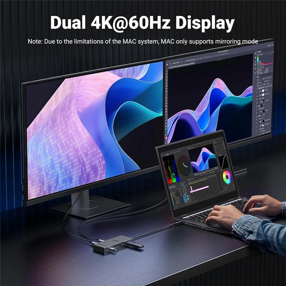 UGREEN 45365 USB-C 7-in-1 Hub 10Gbps 4K 60Hz HD USB3.2 PD 100W Laptop Docking Station - 3