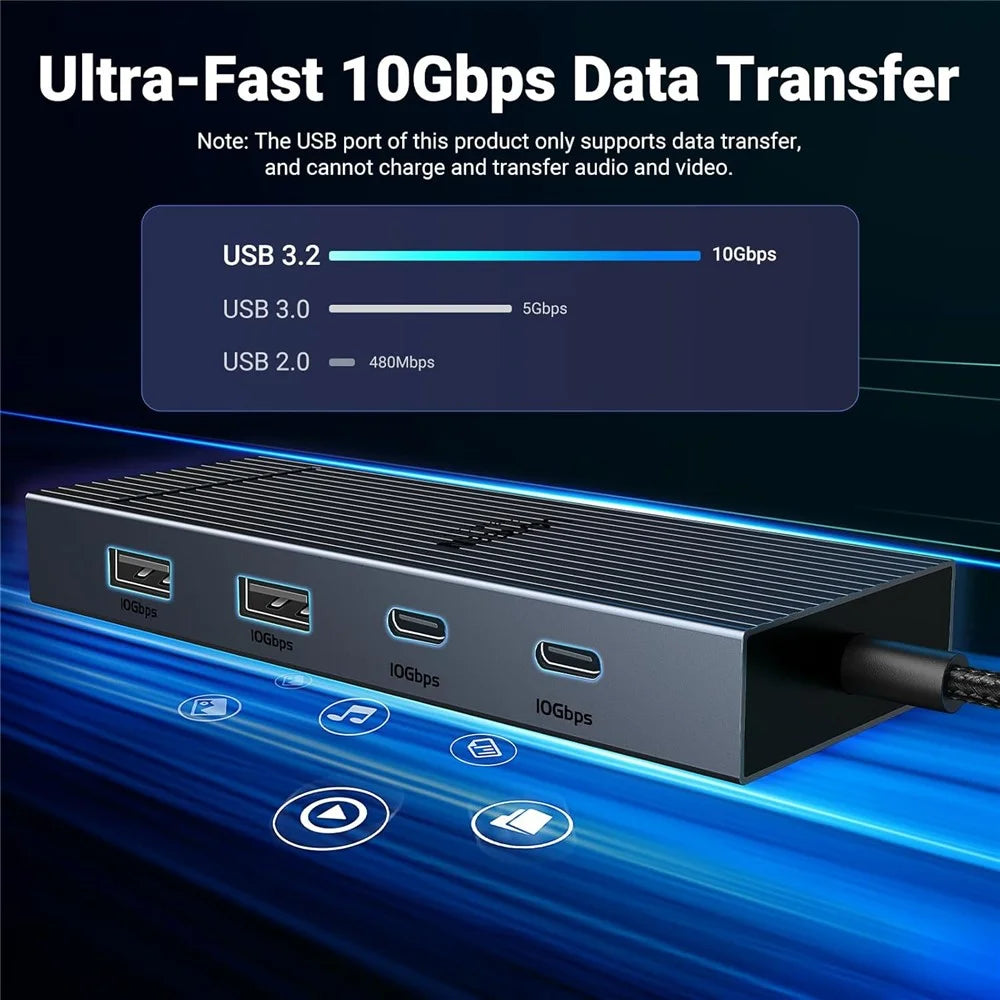 UGREEN 45365 USB-C 7-in-1 Hub 10Gbps 4K 60Hz HD USB3.2 PD 100W Laptop Docking Station - 5