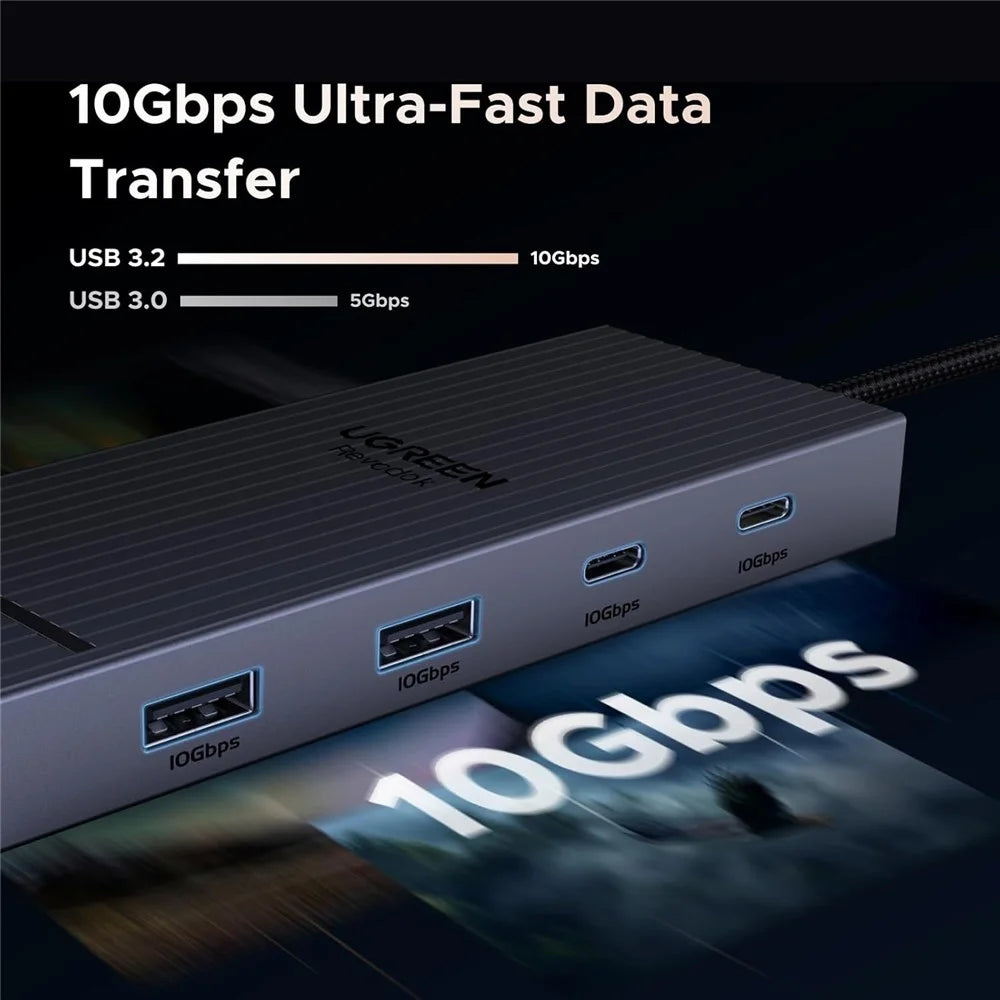 UGREEN 45365 USB-C 7-in-1 Hub 10Gbps 4K 60Hz HD USB3.2 PD 100W Laptop Docking Station - 7