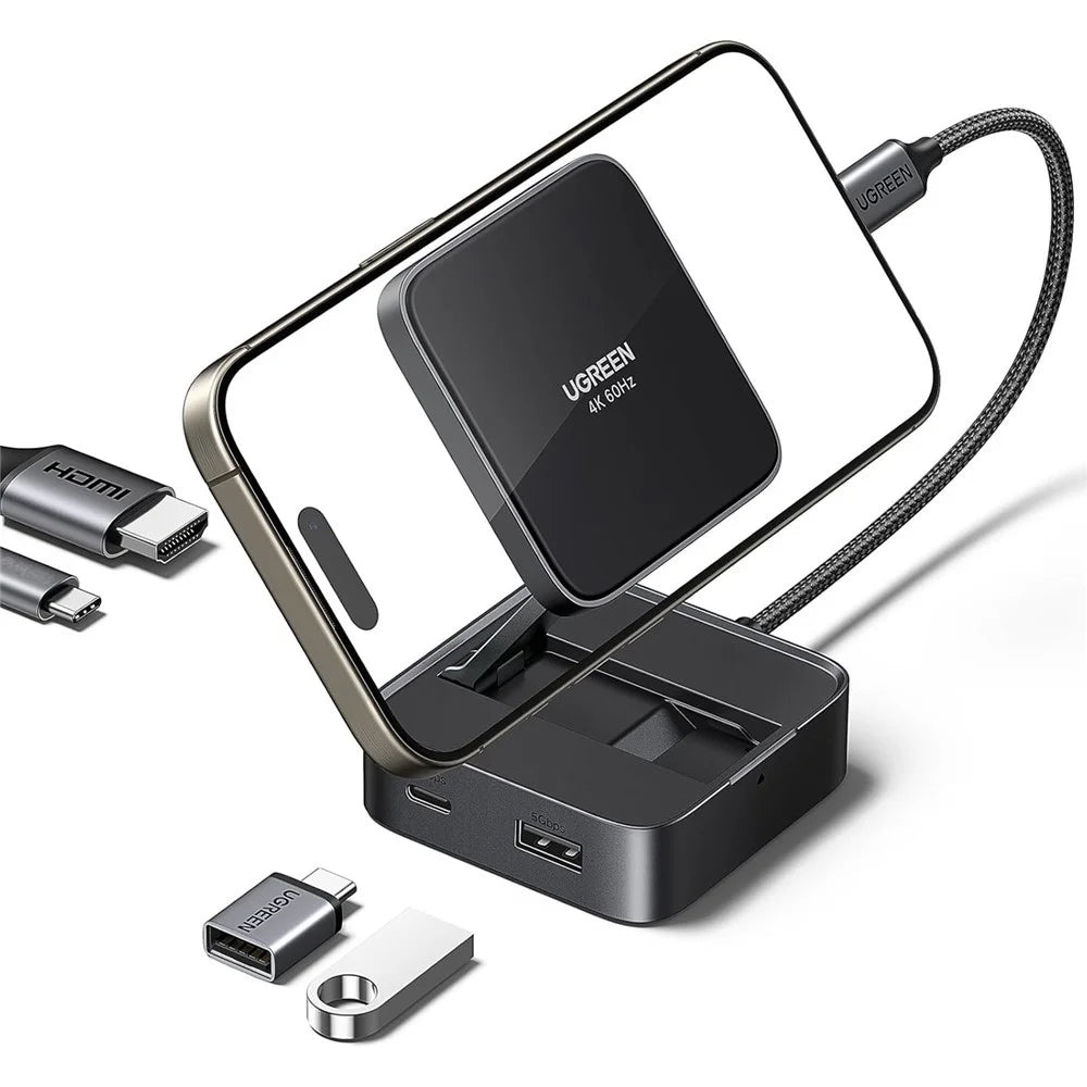 UGREEN USB C 4-in-1 Foldable Hub 4K 60Hz HD PD 100W USB 3.0 Docking Station For iPhone 15  /  16 Android Laptops - 1