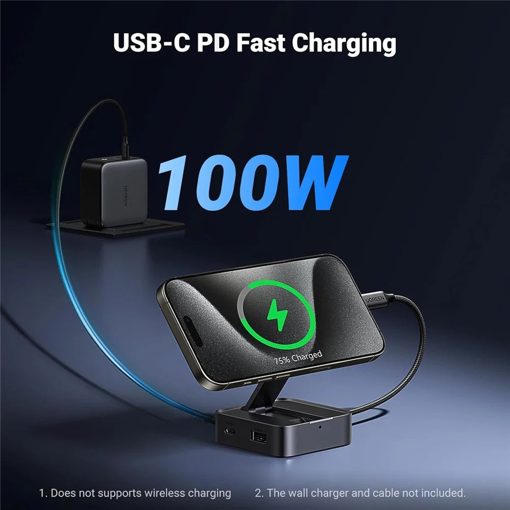 UGREEN USB C 4-in-1 Foldable Hub 4K 60Hz HD PD 100W USB 3.0 Docking Station For iPhone 15  /  16 Android Laptops - 5