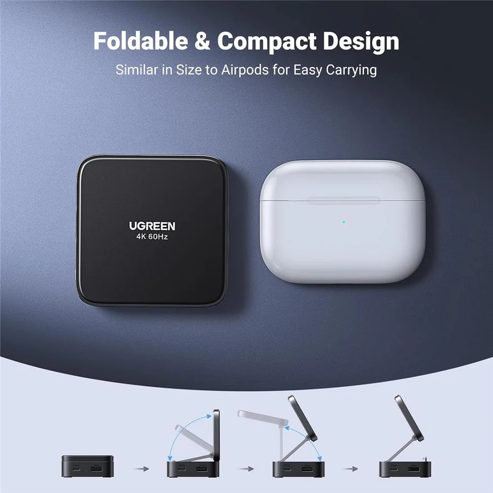UGREEN USB C 4-in-1 Foldable Hub 4K 60Hz HD PD 100W USB 3.0 Docking Station For iPhone 15  /  16 Android Laptops - 7