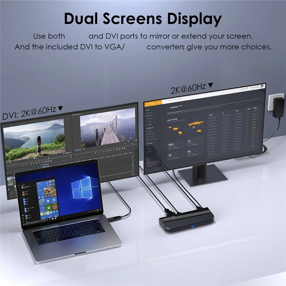 WAVLINK UG49DK1 13 In 1 USB-C Hub Dual Display Docking Station For Windows Mac Chrome Android - AU Plug - 4