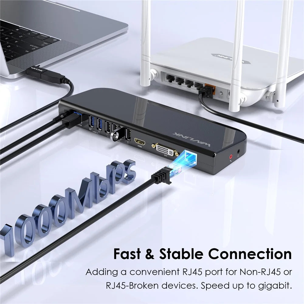 WAVLINK UG49DK1 13 In 1 USB-C Hub Dual Display Docking Station For Windows Mac Chrome Android - AU Plug - 6