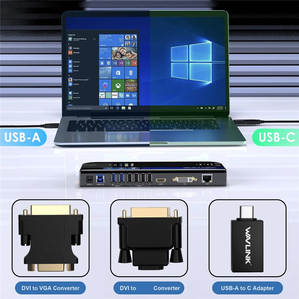 WAVLINK UG49DK1 13 In 1 USB-C Hub Dual Display Docking Station For Windows Mac Chrome Android - AU Plug - 7