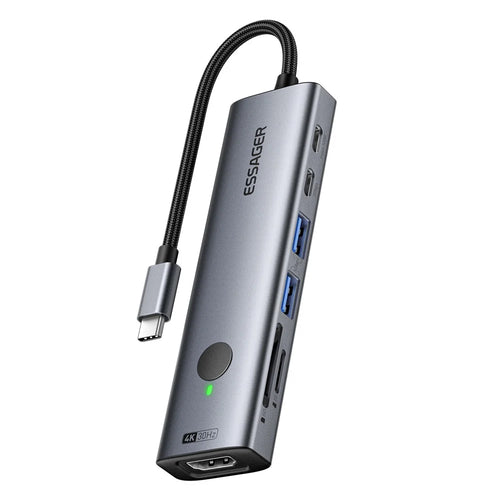 ESSAGER 7 In 1 Expansion Hub with 4K 30Hz HD / Type C / USB 3.0 / SD TF Card Slot Docking Station - 1